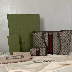 Gucci Brown and Green Tote Bag